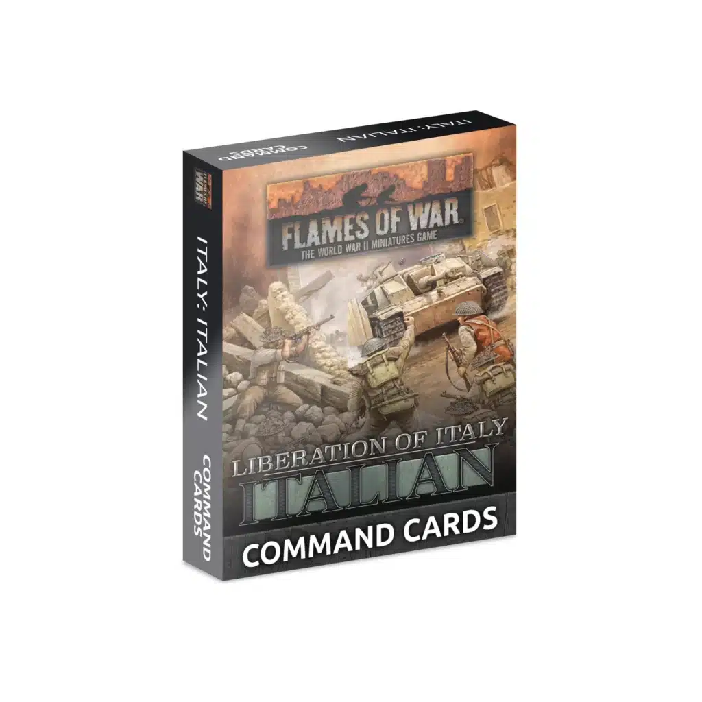 Flames of War: Liberation of Italy - Italian Command Card Pack (47 cards) fait partie des nouveautés de battlefront sur la fin de guerre à l'echelle de 10mm