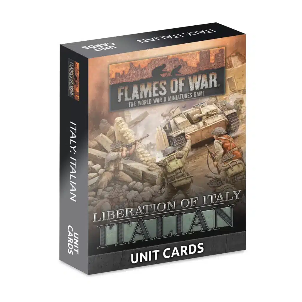 Flames of War: Liberation of Italy - Italian Unit Card Pack (53 cards) fait partie des nouveautés de battlefront sur la fin de guerre à l'echelle de 10mm