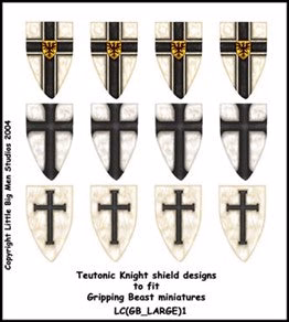 Saga - Teutonic shield decals est l'une des boites de figurines plastiques pour jouer à la nouvelle extension de Saga l'Age de la Chevalerie