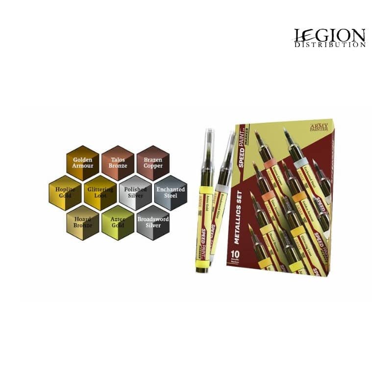 Le coffret Army Painter Speedpaint Markers Metallic Set est la porte d’entrée idéale dans l’univers des marqueurs de peinture pour figurines.
