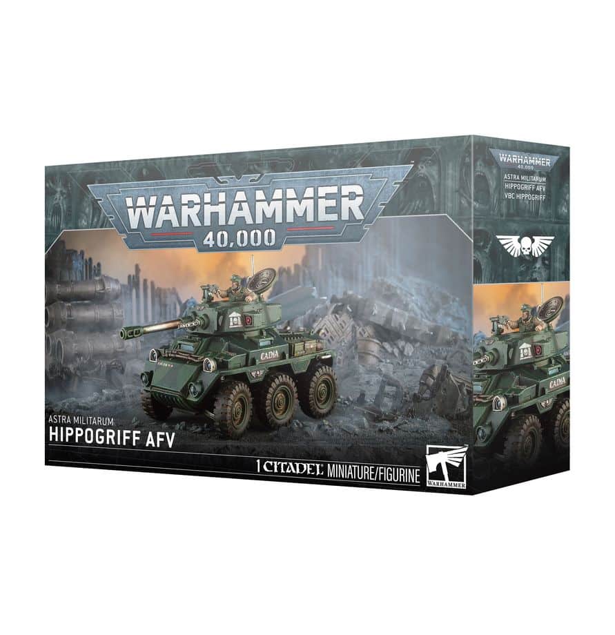 Découvrez le Astra Militarum Hippogriff AFV, un véhicule de soutien rapide et blindé avec un armement varié pour l'Astra Militarum