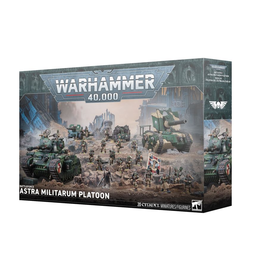 Découvrez la Battleforce Astra Militarum Platoon, un ajout indispensable pour commencer ou compléter une armée Astra Militarum