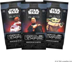 Cendres de l'empire Display de 24 boosters accompagne la sortie de la nouvelle edition du set 8 du formidable jeu de cartes Star Wars Unlimited