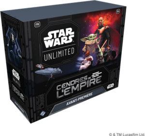 Cendres de l'empire Pack d'avant première accompagne la sortie de la nouvelle edition du set 8 du formidable jeu de cartes Star Wars Unlimited