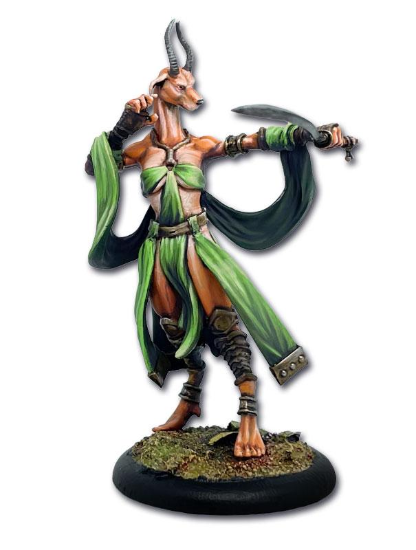 découvrez Kharn-Age : Guerrière khémiste 2, une des figurines emblématique de la faction des Tembos pour le jeu Kharn-Age de TGCM