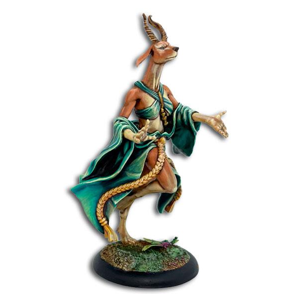 découvrez Kharn-Age : Prêtresse khémiste , une des figurines emblématique de la faction des Tembos pour le jeu Kharn-Age de TGCM