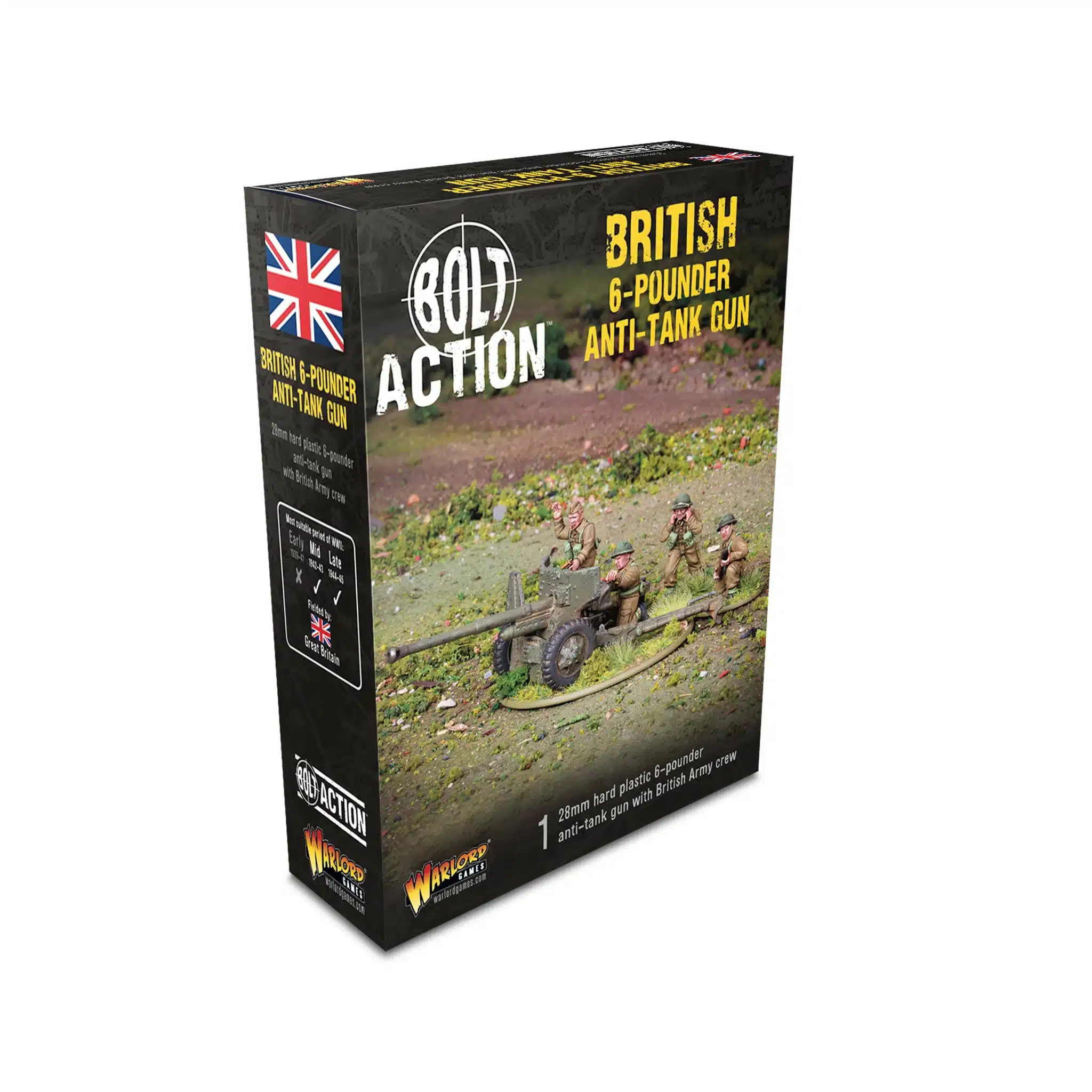 Bolt Action British 6-pounder anti-tank gun (plastic) vous permettent de jouer cette section emblématique de l'armée britannique pour le jeu bolt action