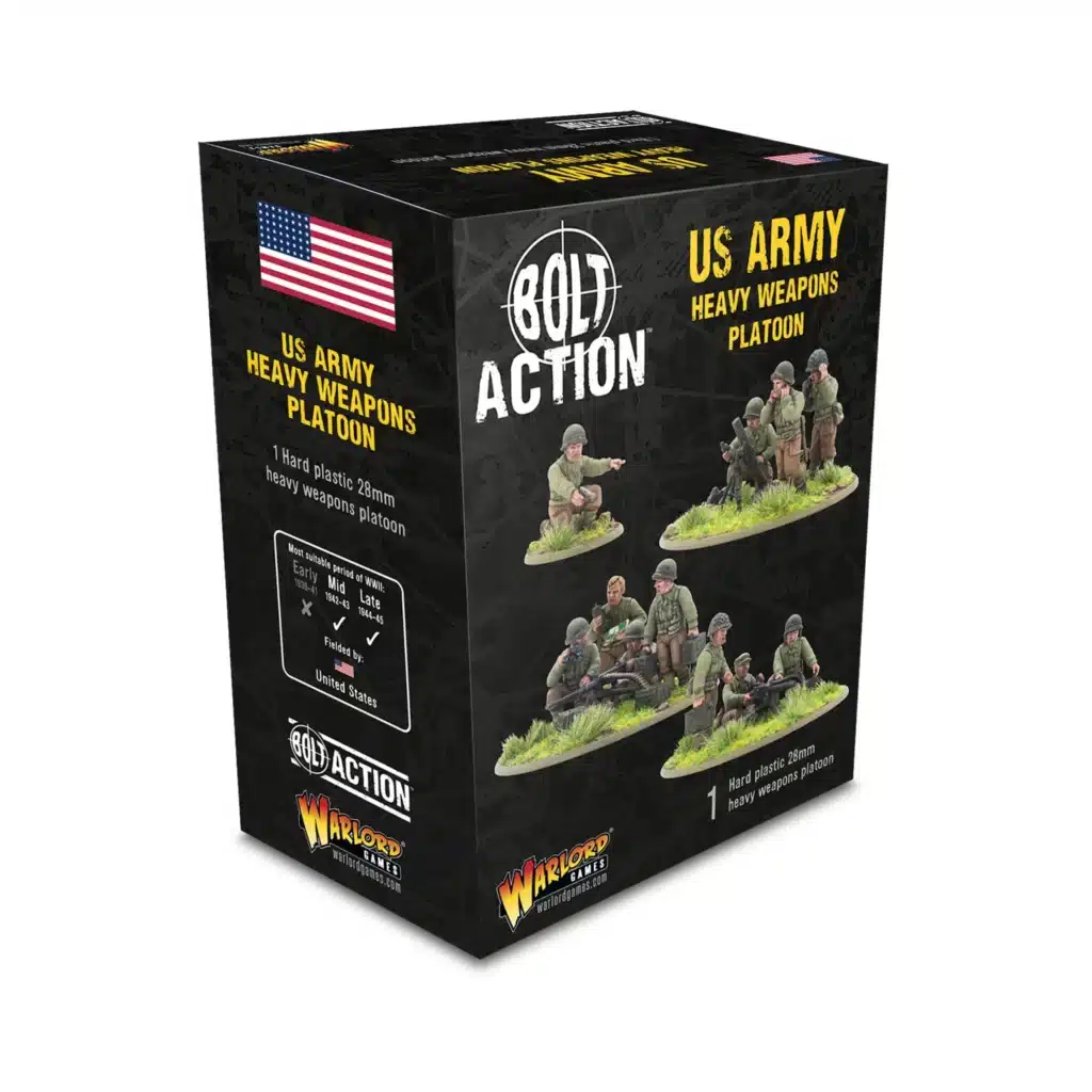 Bolt Action - US Heavy weapons platoon (plastic) est un starter parfait pour commencer ou compléter votre armées des US Marines pour Bolt Action