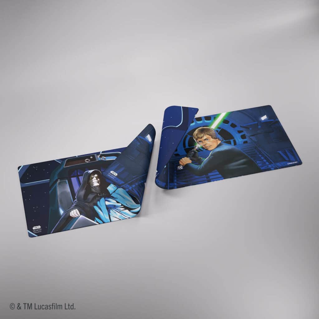 Star Wars Unlimited TCG: Double-Sided Games Mat Luke & Palpatine GG est un playmat double sided représentant le duel entre Luke & Palpatine