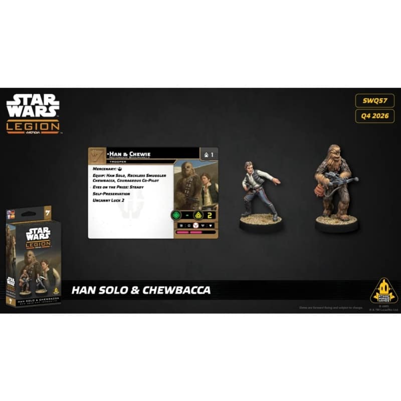 Découvrez une nouvelle unité pour les armées de l'alliance rebelle dans Star Wars Legion , avec Star Wars Legion: Scoundrel Han Solo & Chewbacca