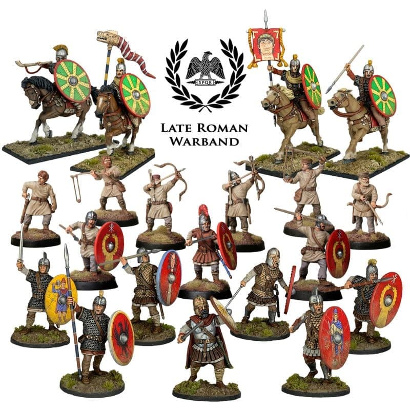 Saga - Late Roman Warband est l'une des boites de figurines plastiques pour jouer à la nouvelle extension de Saga l'Age des césars