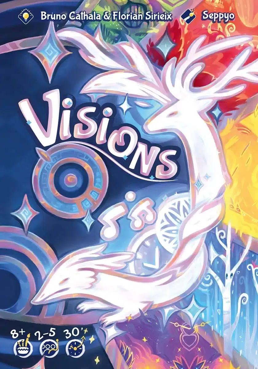 Visions est un jeu de cartes pour 2 à 5 joueurs. Dans ce monde onirique, vous collectez et assemblez des Songes pour former jusqu’à deux rêves,