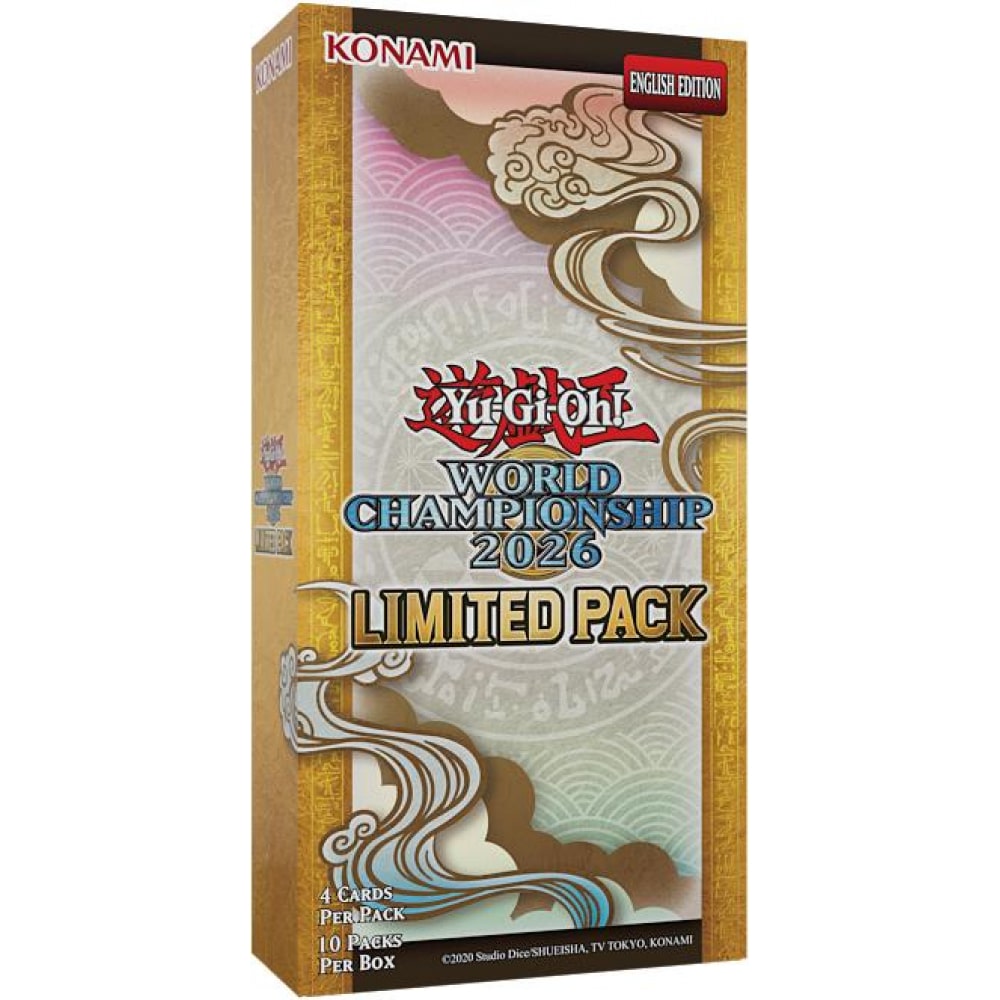 Découvrez la boite de Yu-Gi-Oh! - World Championship 2026 Limited Pack. Contenant 10 boosters. Chaque booster contient 4 cartes.