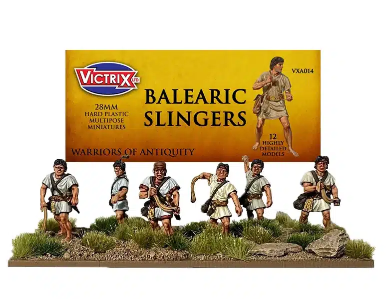 Saga - Ancient Balearic Slingers est l'une des boites de figurines plastiques pour jouer à la nouvelle extension de Saga l'Age des césars
