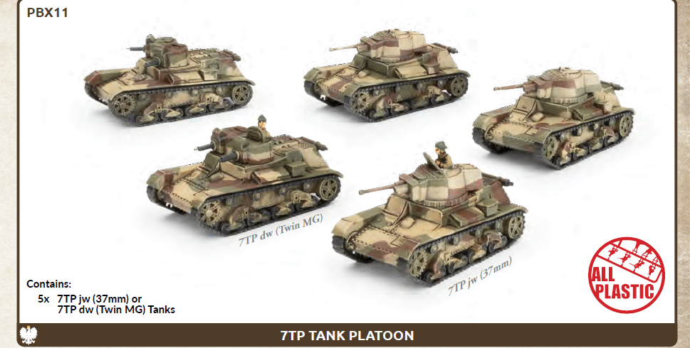 Flames of War : 7TP Tank Platoon (x5 plastic) fait partie des nouveautées de cette superbe sortie si chère aux français de Flames of War Early War