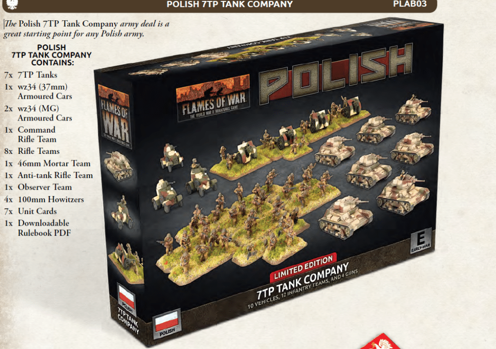 Flames of War : Polish Army Deal - Limited Edition fait partie des nouveautées de cette superbe sortie si chère aux français de Flames of War Early War
