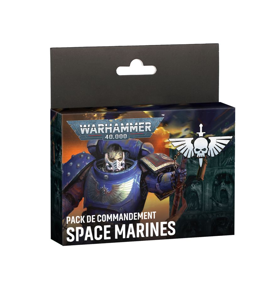 Complétez votre armée Space Marines avec le Pack de Commandement : 94 cartes de référence et 24 pions double face pour vos parties de Warhammer 40,000.