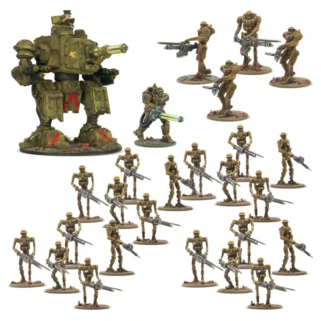 Konflikt '47 British Commonwealth Automated Battalion fait partie des sorties pour konlikt 47, ce jeu de figurines post apocalyptiques