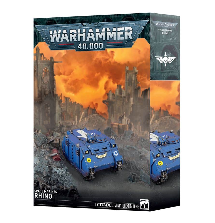 Découvrez le Space Marines : Rhino, un véhicule de transport blindé rapide des space marines, parfait pour lancer vos assaut.