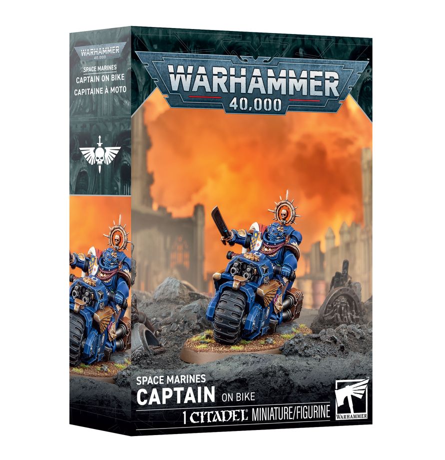 Découvrez le Capitaine à Moto Space Marines, un chef d’escadron rapide et personnalisable avec arme énergétique, marteau Tonnerre ou pistolet à plasma.
