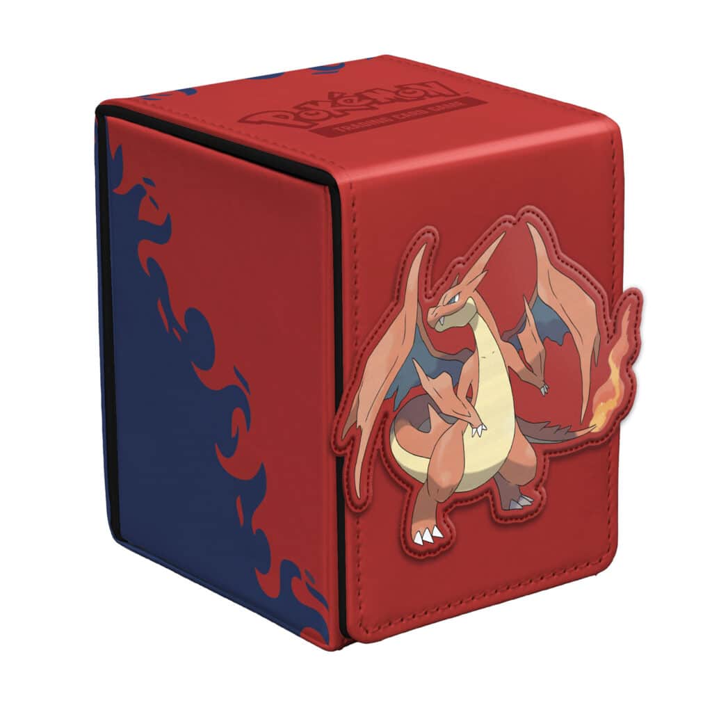 Découvrez la Pokemon: Alcove Flip Deck Box : Mega Charizard Y un produit parfait pour transporter et protéger vos decks de jeu Pokemon